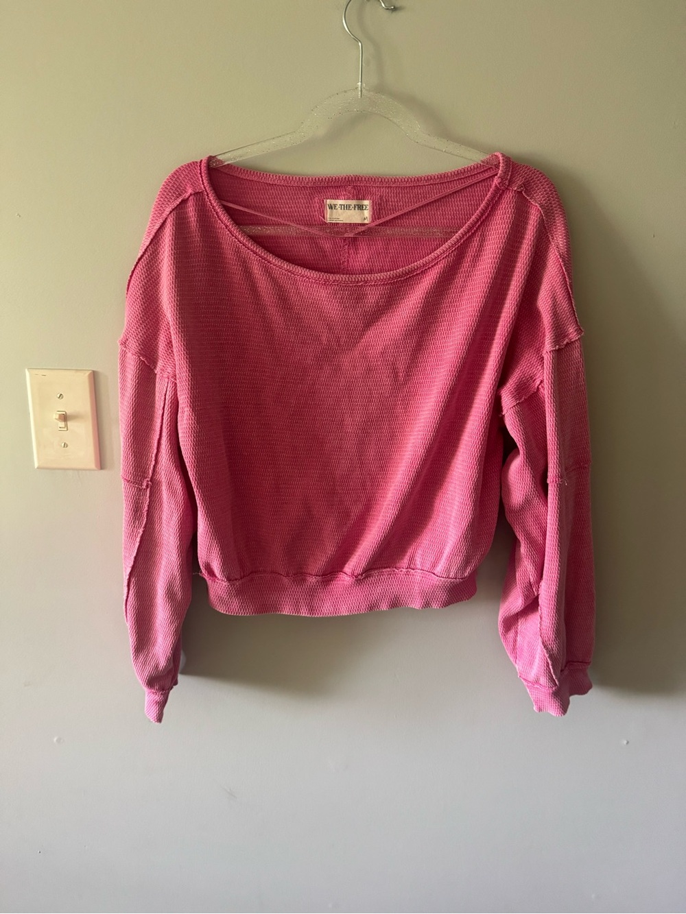 We The Free Hot Pink Waffle Knit Pullover